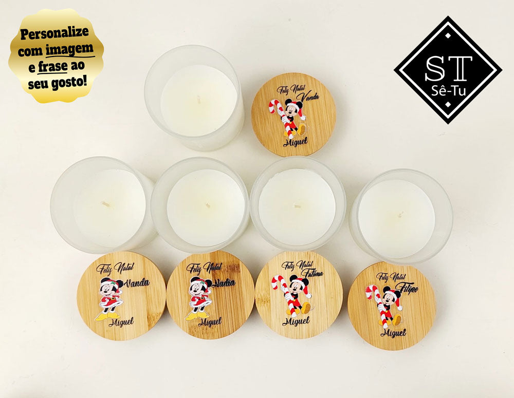 Vela Perfumada de baunilha Feliz Natal Mickey e Minnie